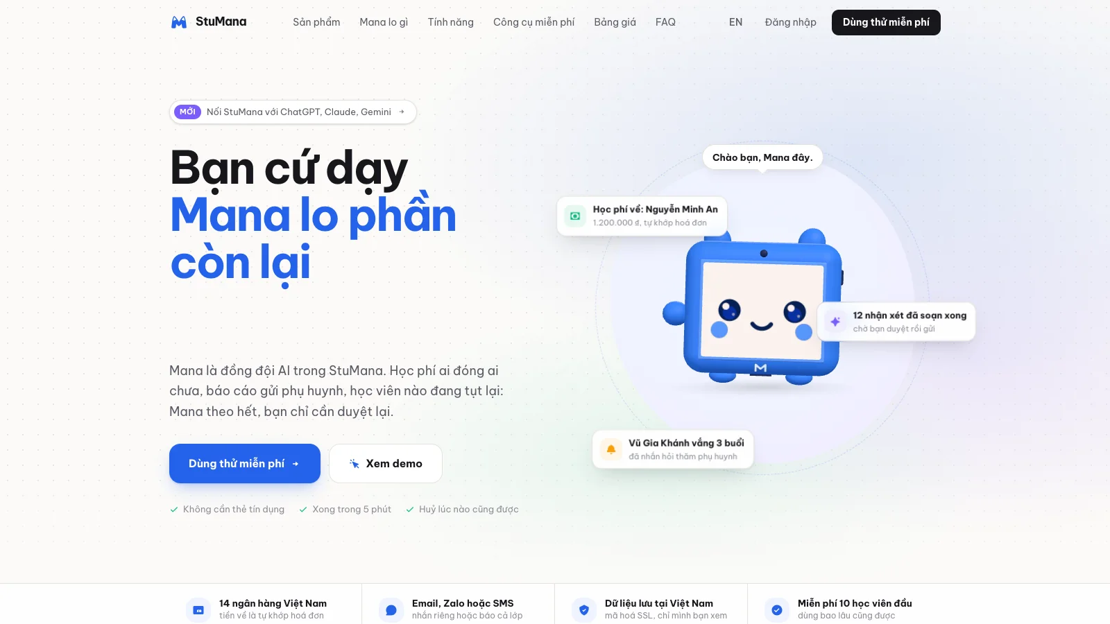 StuMana · Nền tảng quản lý học viên